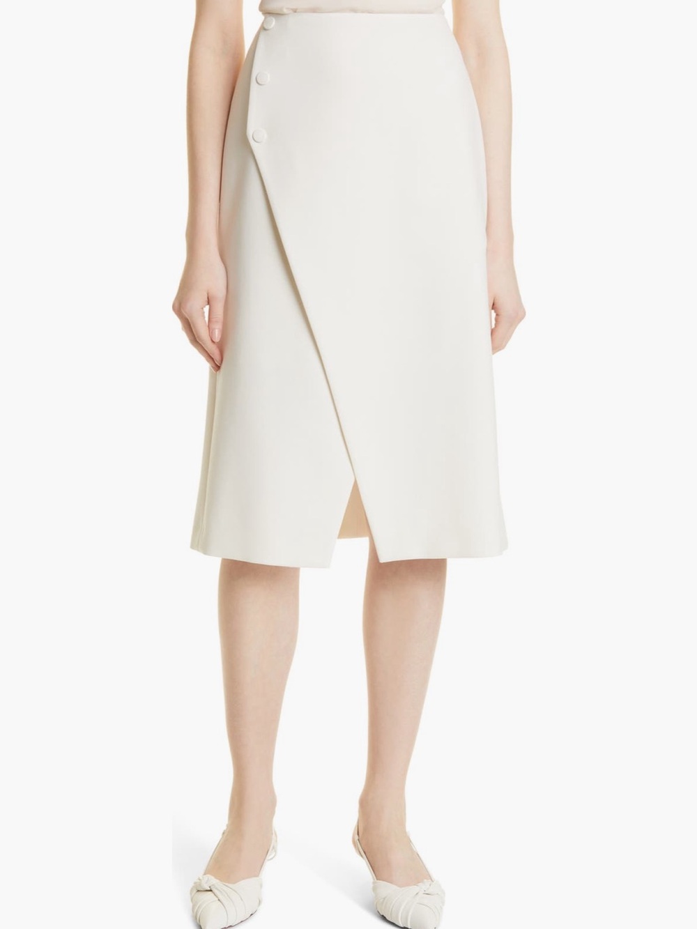 Boss Vemeka white Wrap-Front Midi Skirt